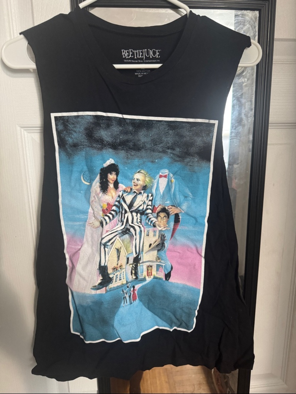 Beetlejuice Black Muscle Tee with Graphic Print